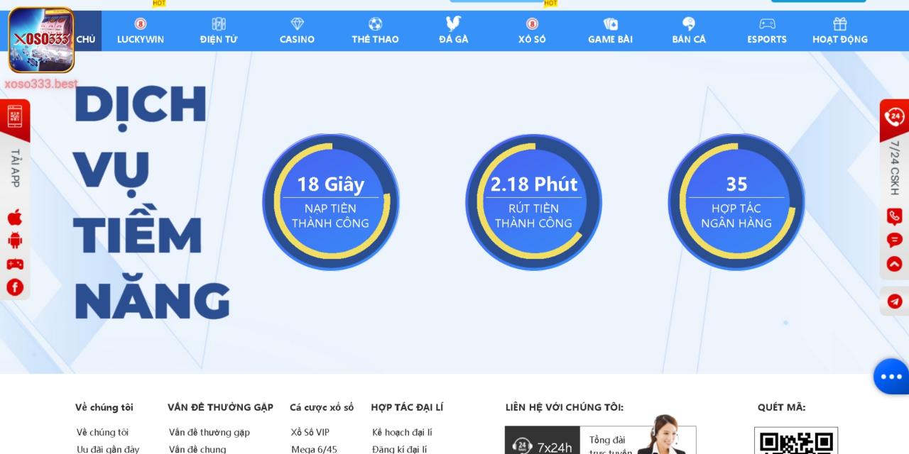 Giao dịch trong chớp mắt với hệ thống nạp/rút Xoso333