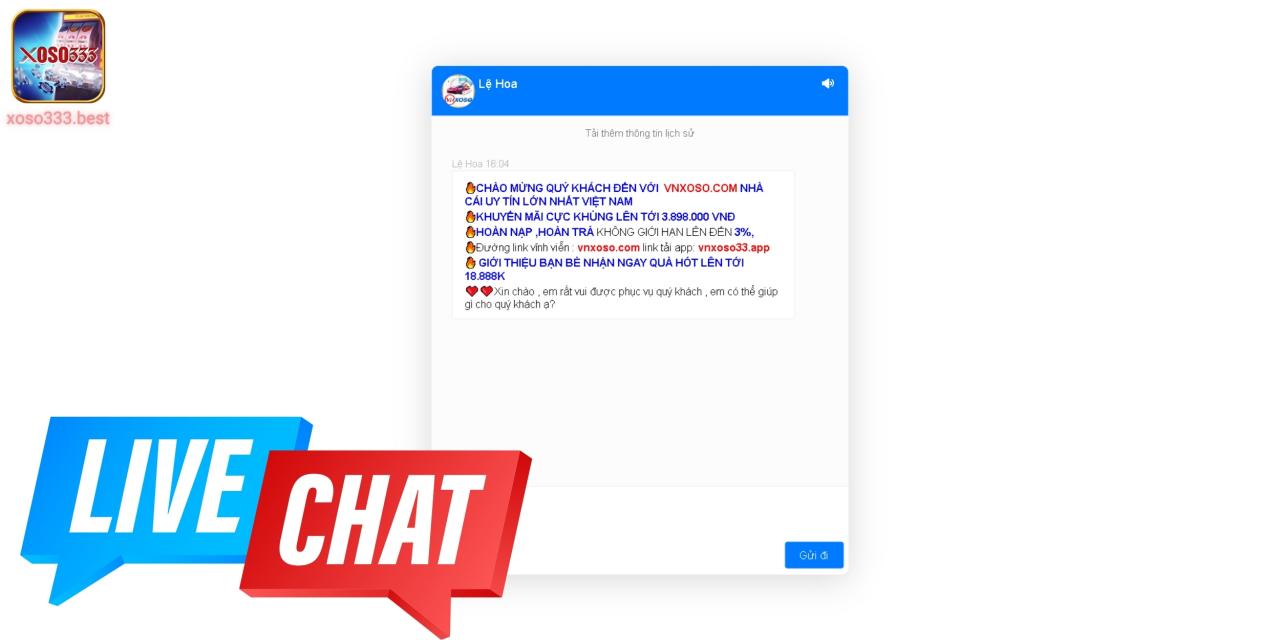 Live chat chuyên hỗ trợ những vấn đề cấp tốc