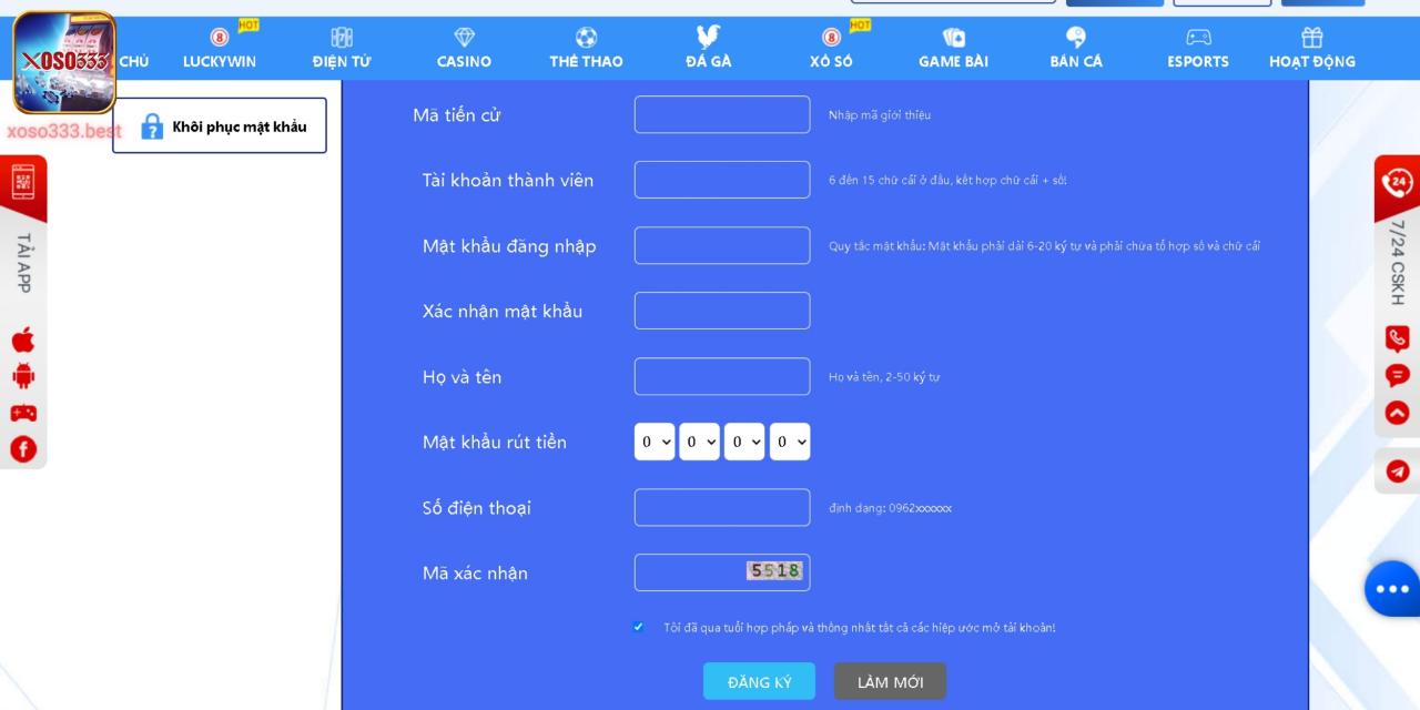 Thủ tục 4 bước đăng ký tài khoản dành cho người chơi mới