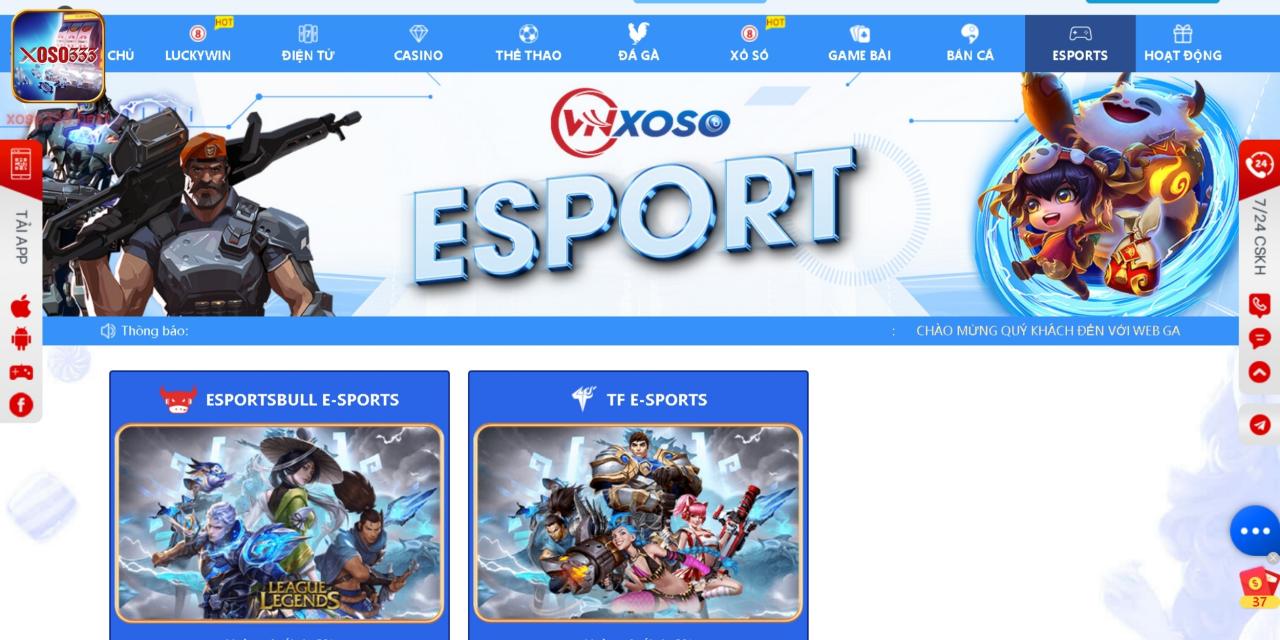 Tổng quan chung về sảnh Esports đình đám tại Xoso333